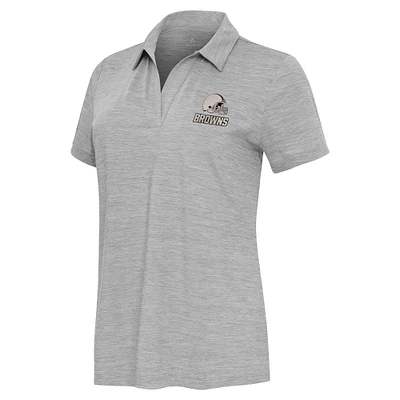 Women's Antigua Heather Cleveland Browns Layout V-Neck Polo