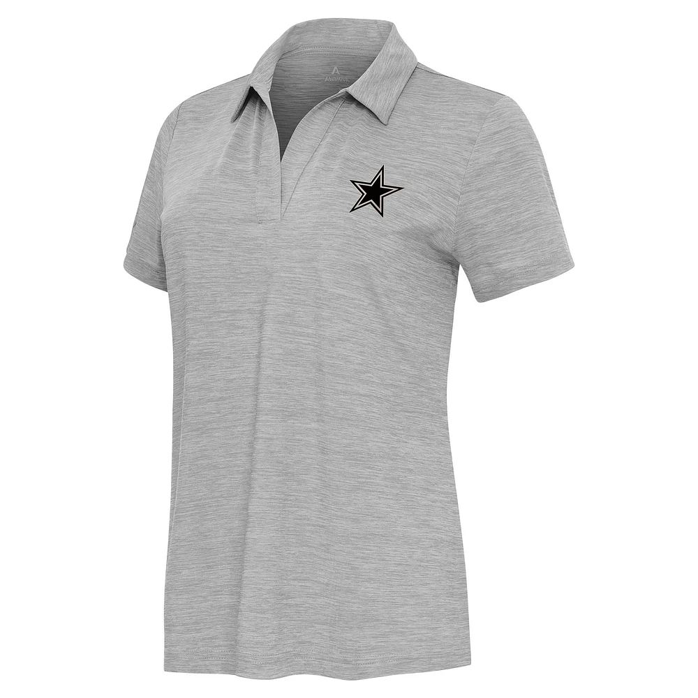 Women's Antigua Heather Dallas Cowboys Layout V-Neck Polo