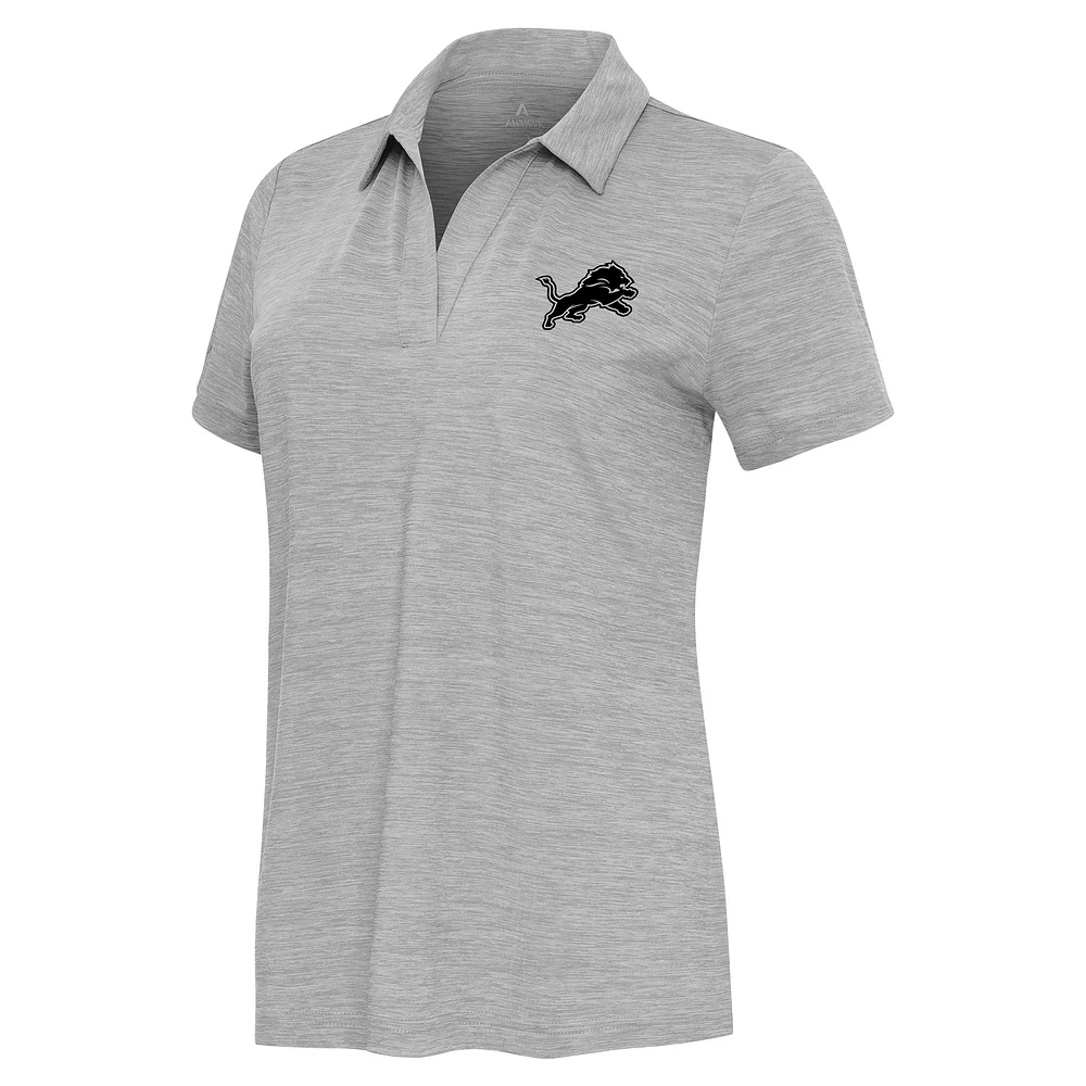 Women's Antigua Heather Detroit Lions Layout V-Neck Polo