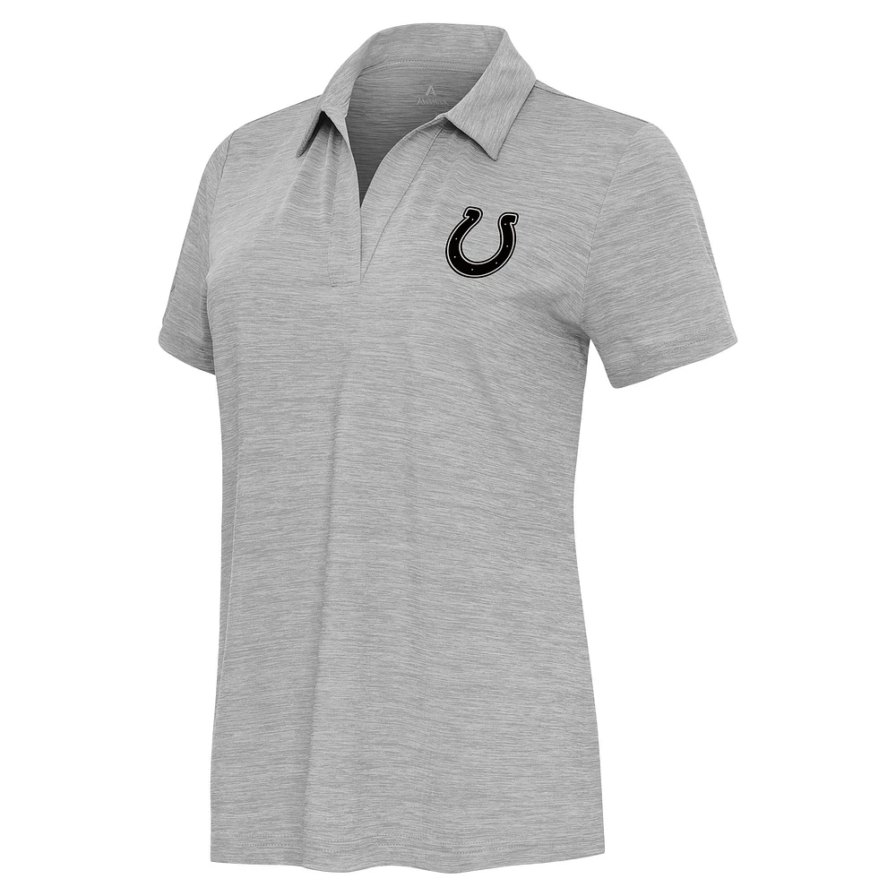 Women's Antigua Heather Indianapolis Colts Layout V-Neck Polo