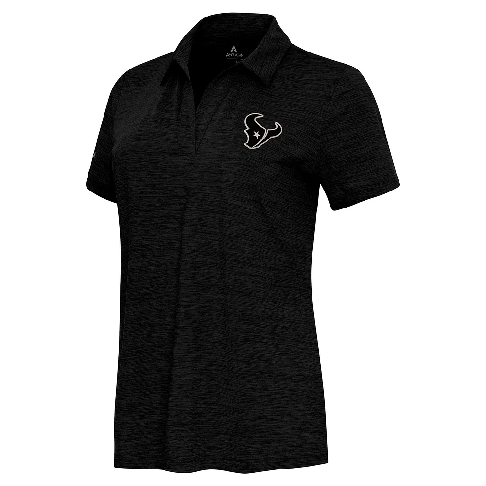 Women's Antigua Heather Black Houston Texans Layout V-Neck Polo