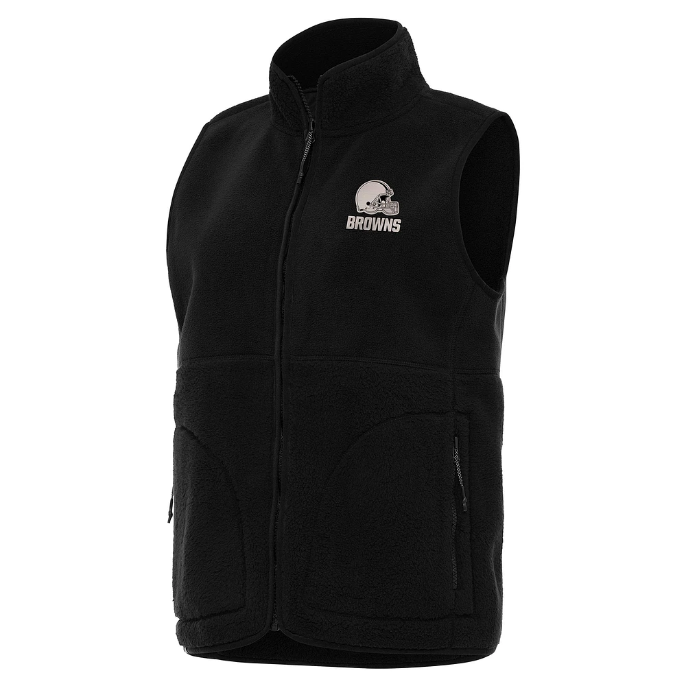 Women's Antigua Cleveland Browns Nostalgic Full-Zip Vest