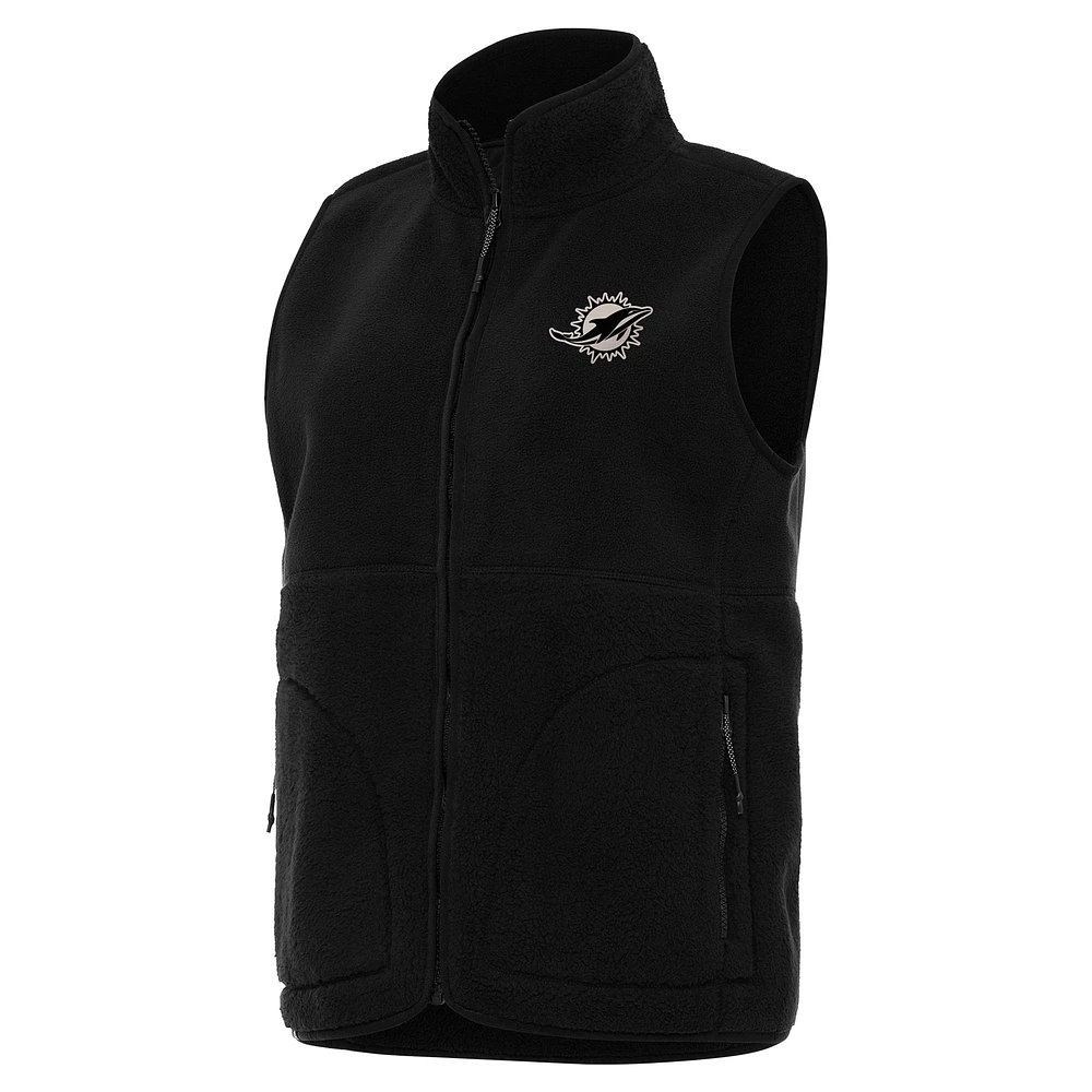 Women's Antigua Black Miami Dolphins Nostalgic Full-Zip Vest