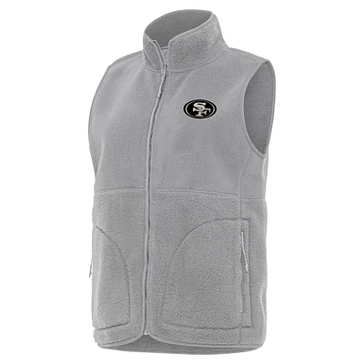 Women's Antigua Gray San Francisco 49ers Nostalgic Full-Zip Vest