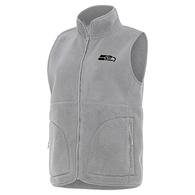 Women's Antigua Gray Seattle Seahawks Nostalgic Full-Zip Vest
