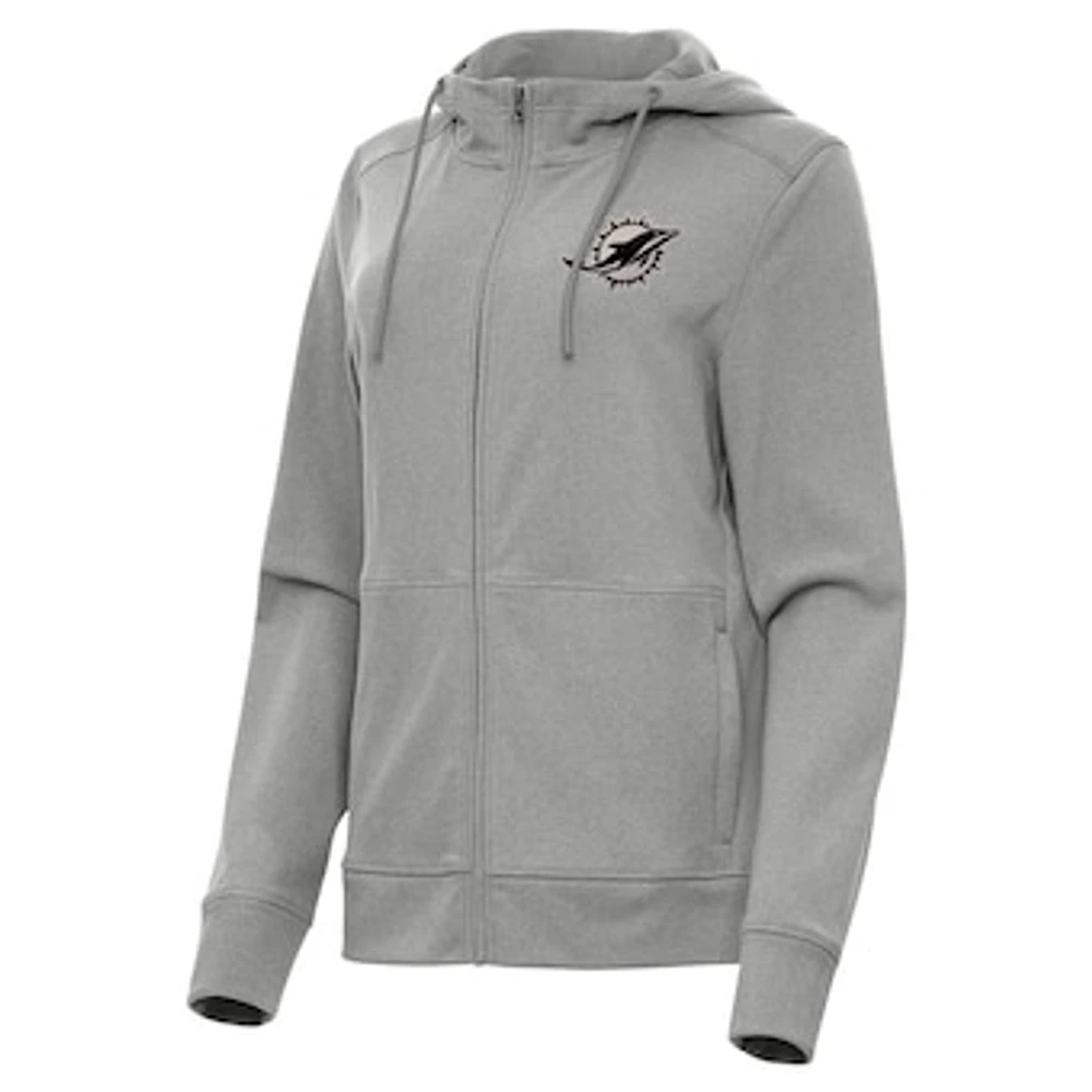 Women's Antigua Heather Miami Dolphins Seeker Full-Zip Hoodie Jacket