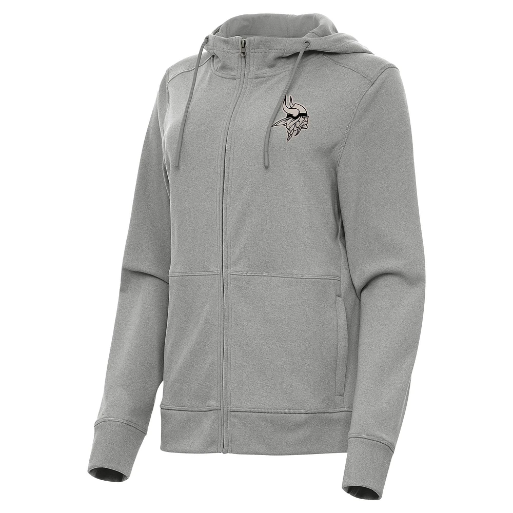 Women's Antigua Heather Minnesota Vikings Seeker Full-Zip Hoodie Jacket