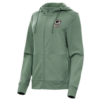 Women's Antigua Hunter Green Bay Packers Seeker Full-Zip Hoodie Jacket