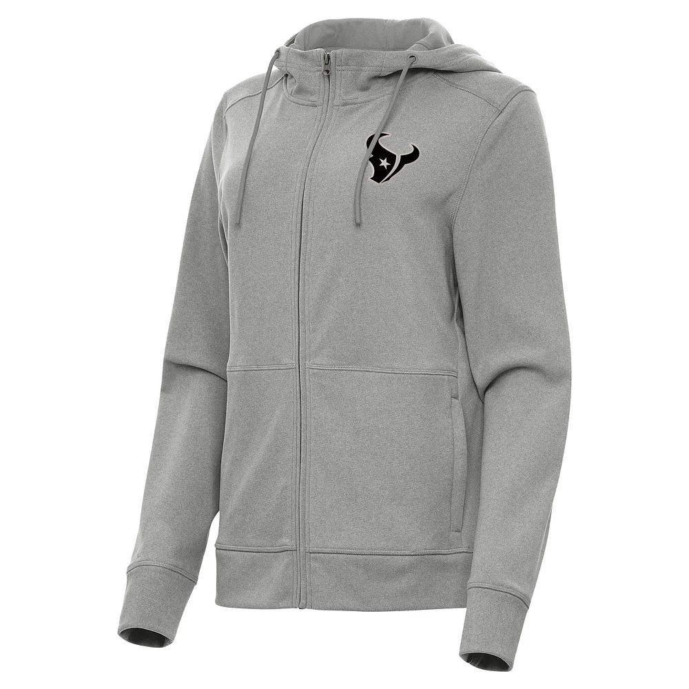 Women's Antigua Heather Houston Texans Seeker Full-Zip Hoodie Jacket