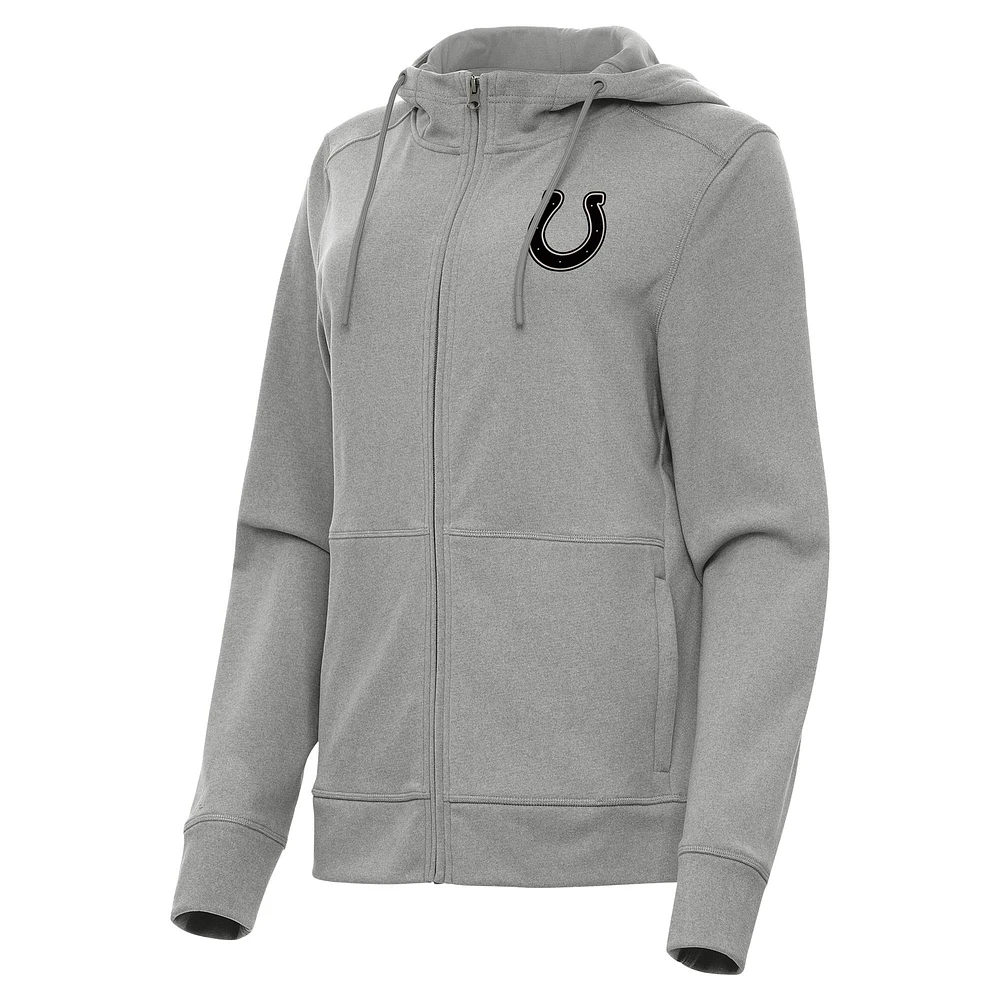 Women's Antigua Heather Gray Indianapolis Colts Seeker Full-Zip Hoodie Jacket