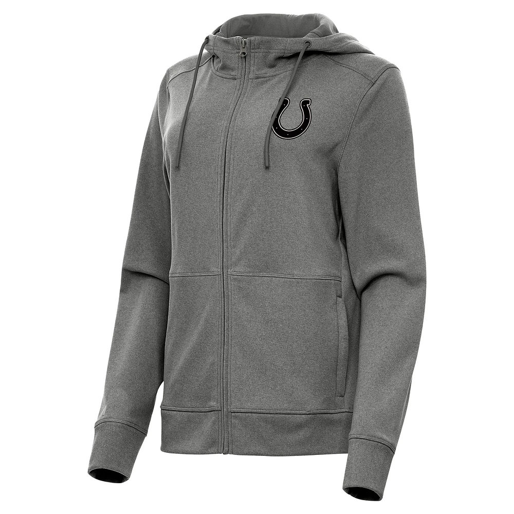 Women's Antigua Heather Black Indianapolis Colts Seeker Full-Zip Hoodie Jacket