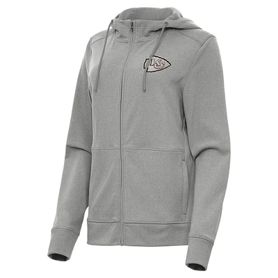 Women's Antigua Heather Kansas City Chiefs Seeker Full-Zip Hoodie Jacket