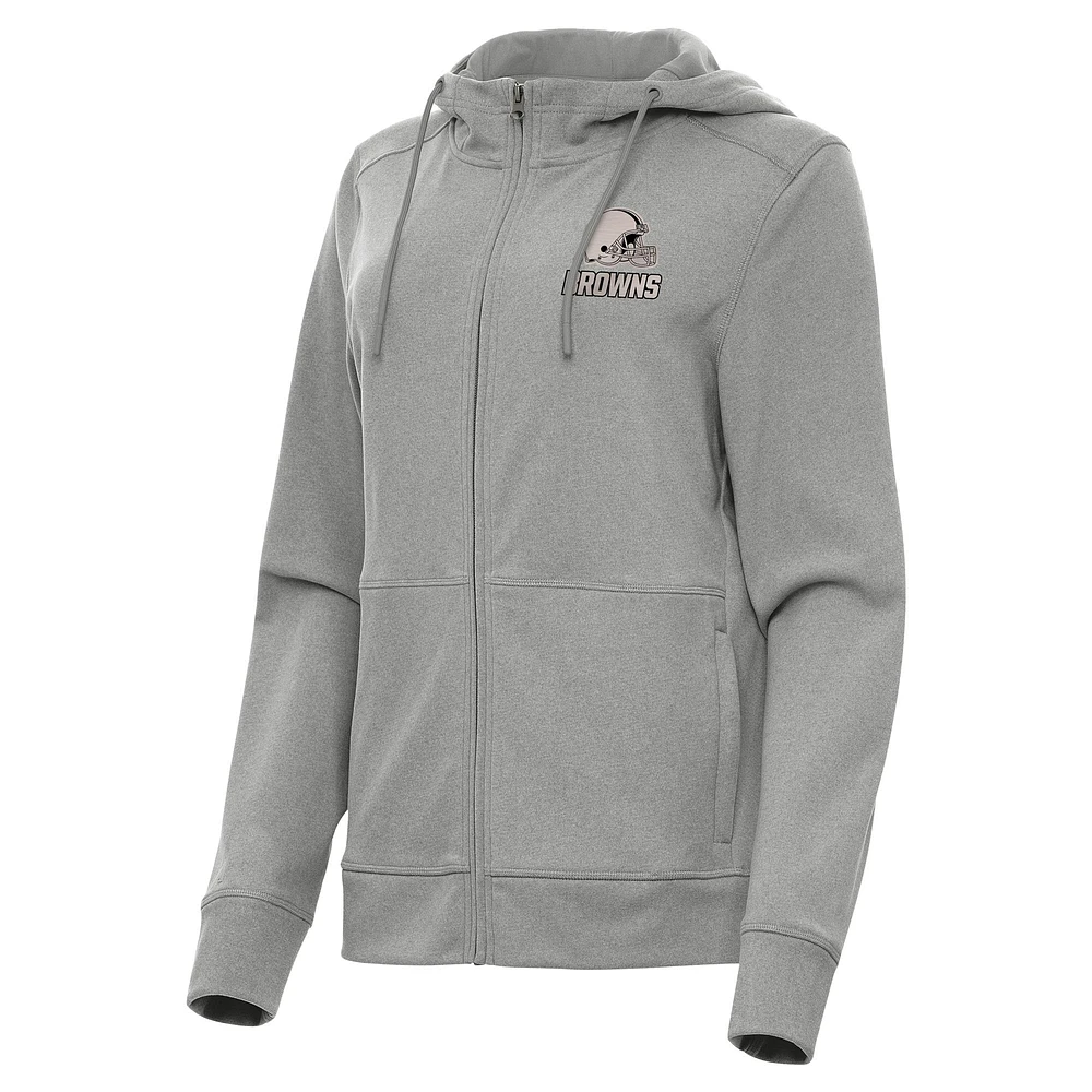 Women's Antigua Heather Cleveland Browns Seeker Full-Zip Hoodie Jacket