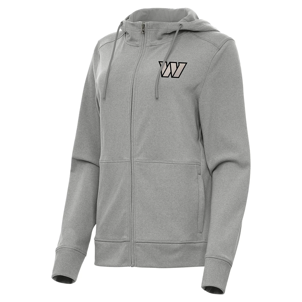 Women's Antigua Heather Washington Commanders Seeker Full-Zip Hoodie Jacket