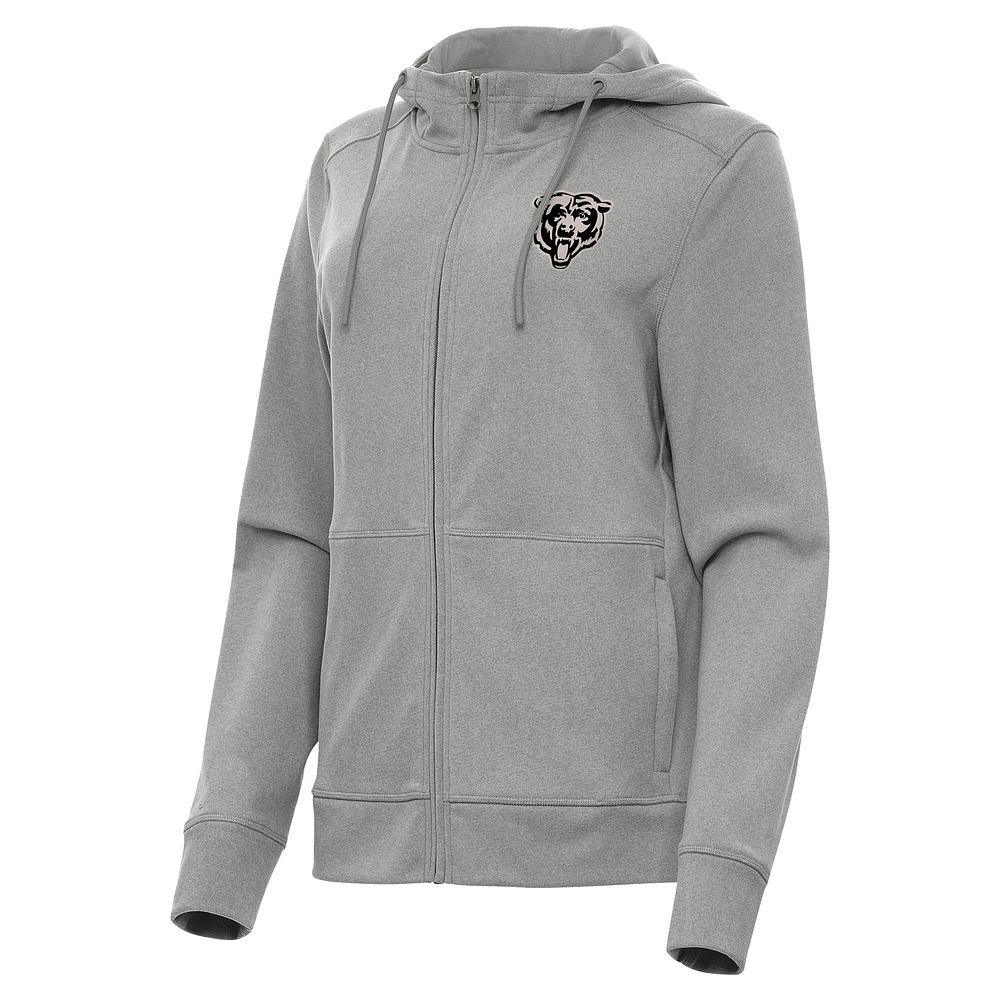 Women's Antigua Heather Chicago Bears Seeker Full-Zip Hoodie Jacket