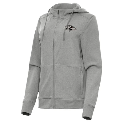 Women's Antigua Heather Baltimore Ravens Seeker Full-Zip Hoodie Jacket