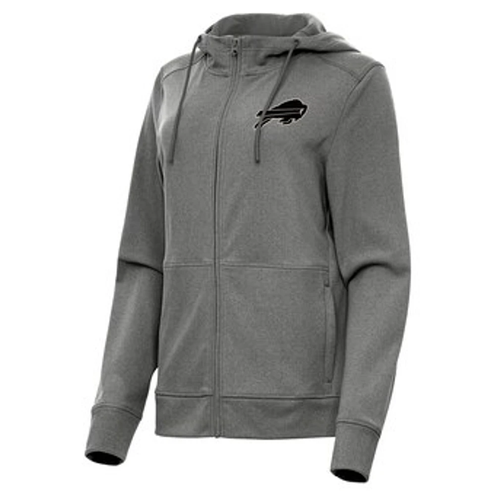 Women's Antigua Heather Black Buffalo Bills Seeker Full-Zip Hoodie Jacket
