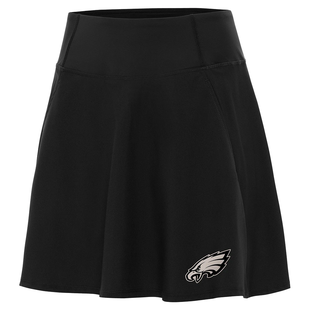 Women's Antigua Black Philadelphia Eagles Brushed Carbon Chip Skort