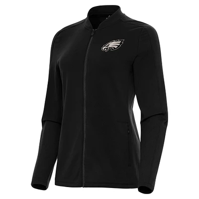 Women's Antigua Black Philadelphia Eagles Continual Full-Zip Jacket