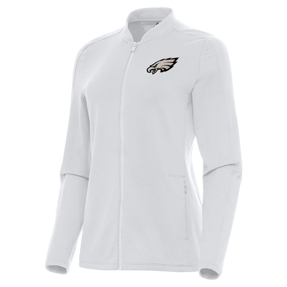 Women's Antigua White Philadelphia Eagles Continual Full-Zip Jacket