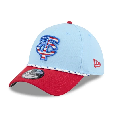 Men's New Era Light Blue/Red Minnesota Twins 2025 Fourth of July 39THIRTY Flex Hat