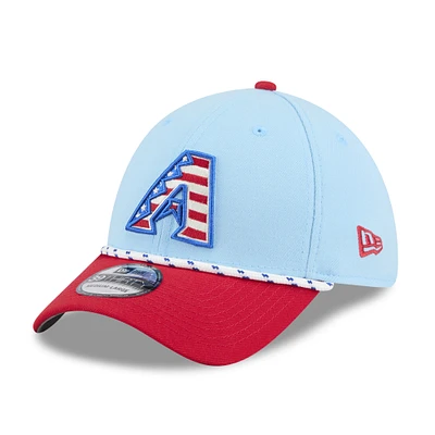 Men's New Era Light Blue/Red Arizona Diamondbacks 2025 Fourth of July 39THIRTY Flex Hat