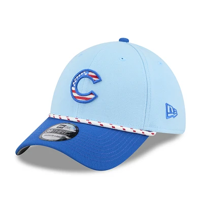 Men's New Era Light Blue/Royal Chicago Cubs 2025 Fourth of July 39THIRTY Flex Hat