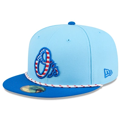 Men's New Era Light Blue/Blue Baltimore Orioles 2025 Fourth of July 59FIFTY Fitted Hat