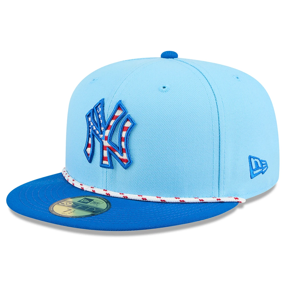 Men's New Era Light Blue/Blue York Yankees 2025 Fourth of July 59FIFTY Fitted Hat