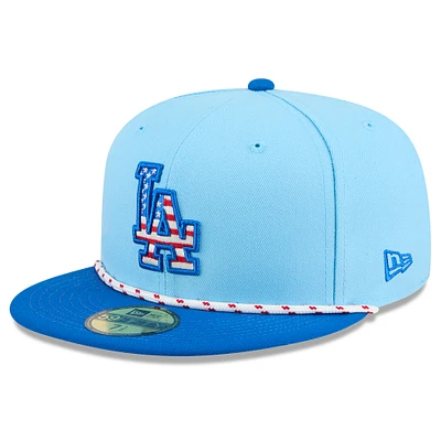 Men's New Era Light Blue/Royal Los Angeles Dodgers 2025 Fourth of July 59FIFTY Fitted Hat