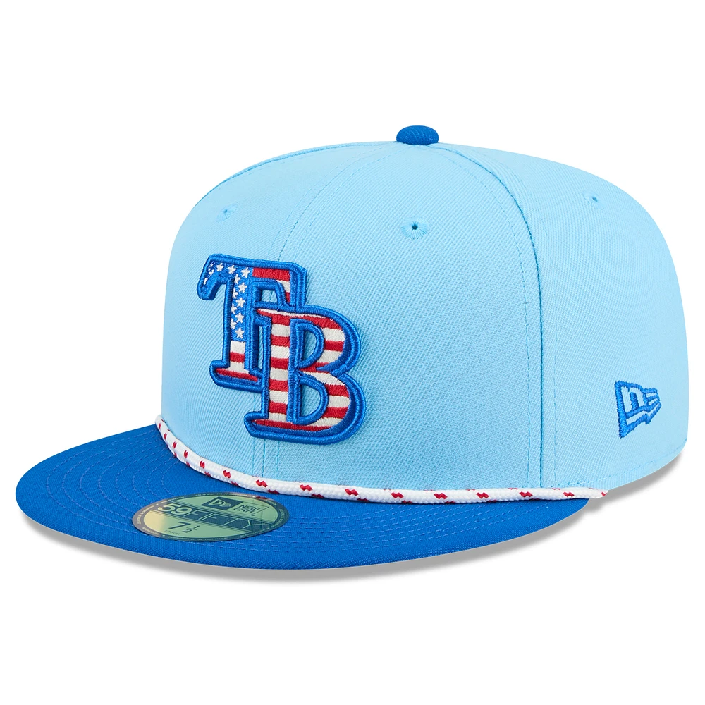 Men's New Era Light Blue/Blue Tampa Bay Rays 2025 Fourth of July 59FIFTY Fitted Hat