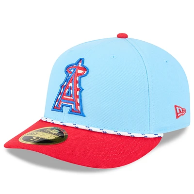 Men's New Era Light Blue/Red Los Angeles Angels 2025 Fourth of July Low Profile 59FIFTY Fitted Hat