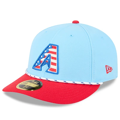 Men's New Era Light Blue/Red Arizona Diamondbacks 2025 Fourth of July Low Profile 59FIFTY Fitted Hat