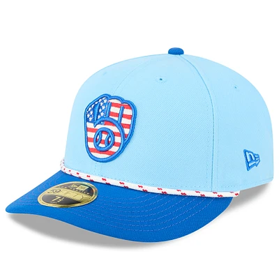 Men's New Era Light Blue/Blue Milwaukee Brewers 2025 Fourth of July Low Profile 59FIFTY Fitted Hat