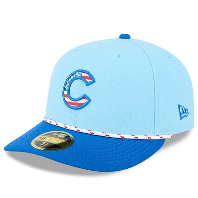Men's New Era Light Blue/Royal Chicago Cubs 2025 Fourth of July Low Profile 59FIFTY Fitted Hat