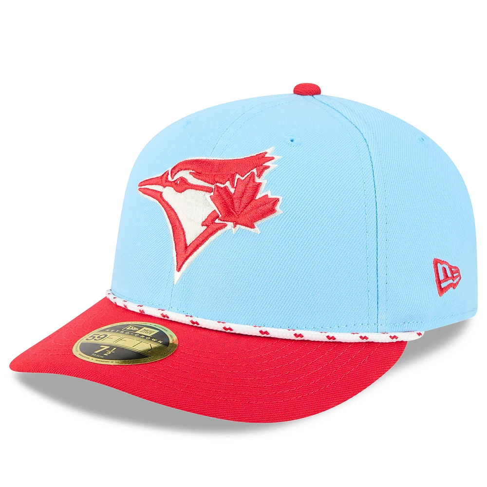 Men's New Era Light Blue/Red Toronto Blue Jays 2025 Canada Day Low Profile 59FIFTY Fitted Hat
