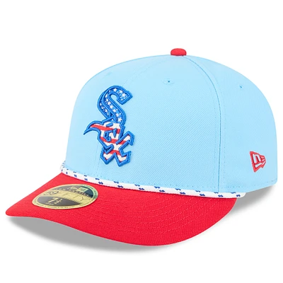 Men's New Era Light Blue/Red Chicago White Sox 2025 Fourth of July Low Profile 59FIFTY Fitted Hat