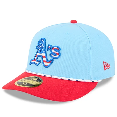 Men's New Era Light Blue/Red Athletics 2025 Fourth of July Low Profile 59FIFTY Fitted Hat