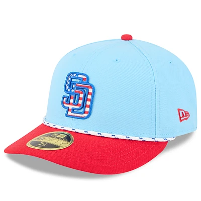 Men's New Era Light Blue/Red San Diego Padres 2025 Fourth of July Low Profile 59FIFTY Fitted Hat