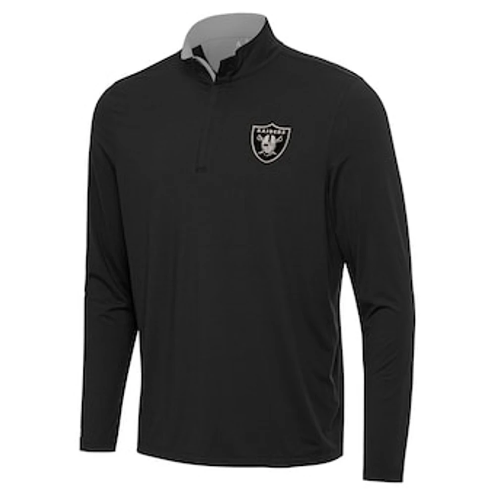 Men's Antigua Black Las Vegas Raiders Content Quarter-Zip Pullover Top