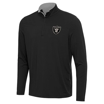 Men's Antigua Black Las Vegas Raiders Content Quarter-Zip Pullover Top