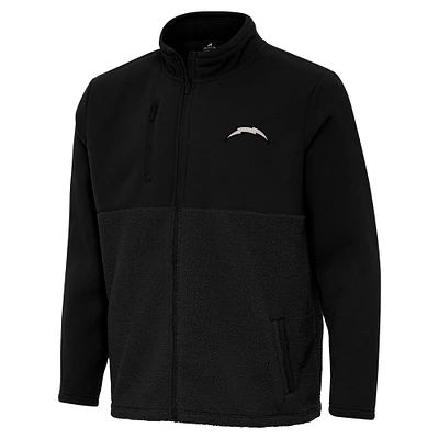 Men's Antigua Black Los Angeles Chargers Daily Fused Full-Zip Jacket