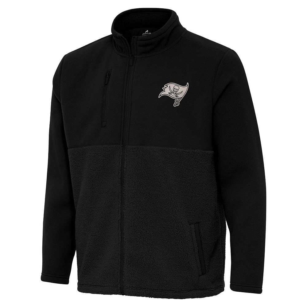 Men's Antigua Black Tampa Bay Buccaneers Daily Fused Full-Zip Jacket
