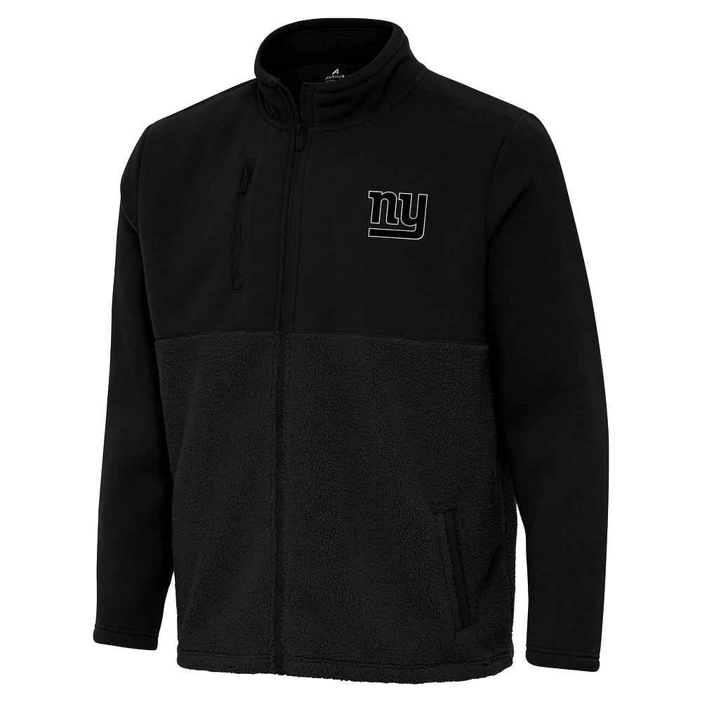 Men's Antigua Black New York Giants Daily Fused Full-Zip Jacket