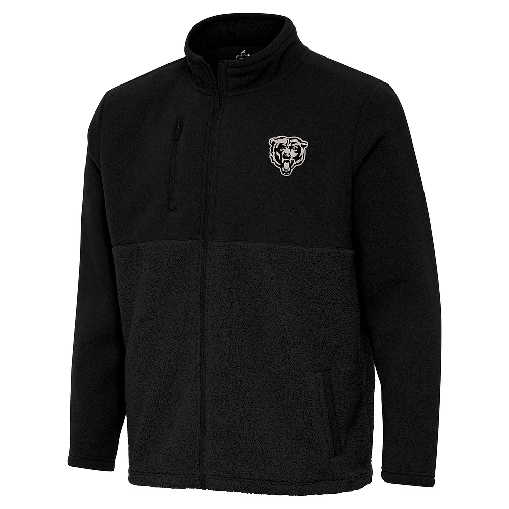 Men's Antigua Black Chicago Bears Daily Fused Full-Zip Jacket