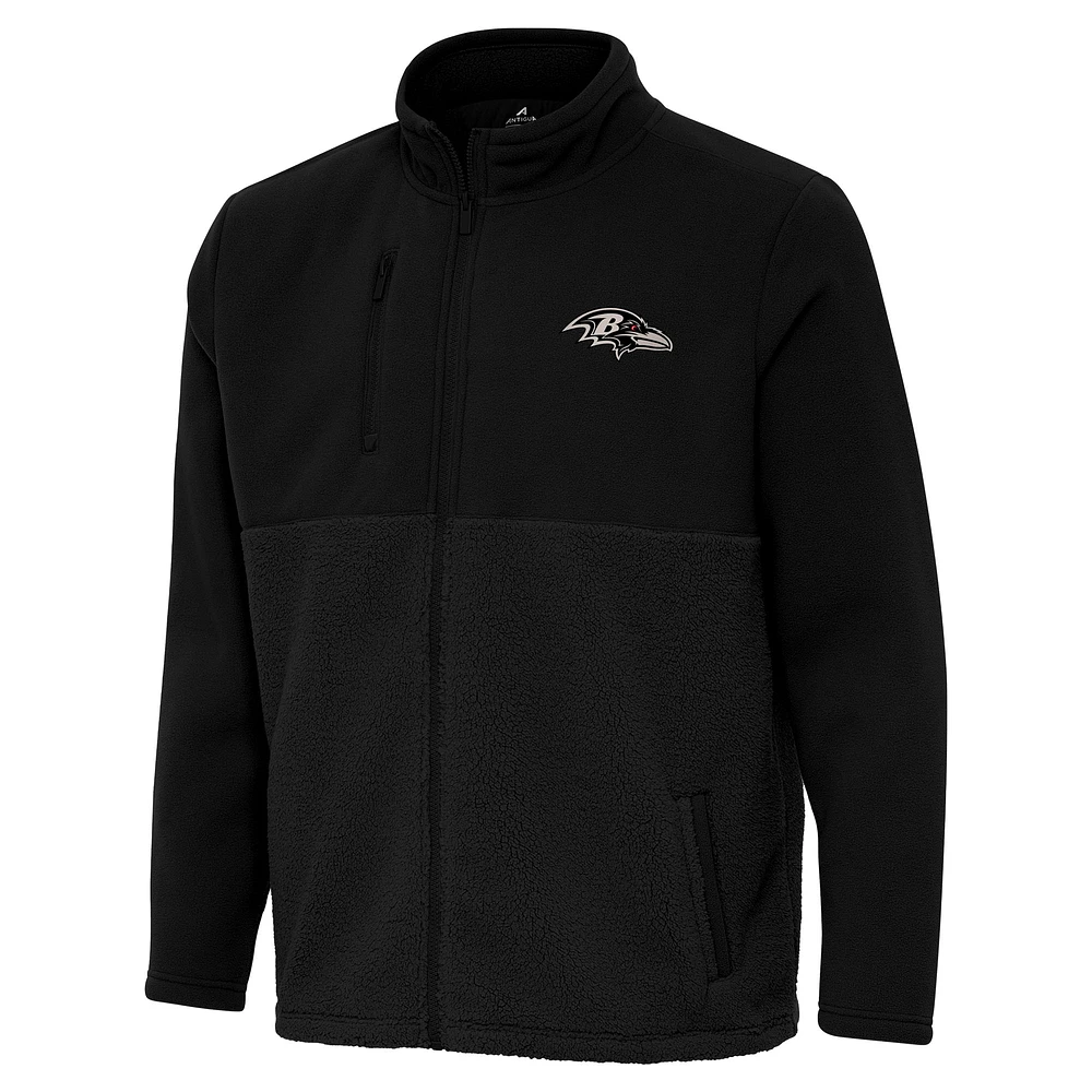 Men's Antigua Black Baltimore Ravens Daily Fused Full-Zip Jacket