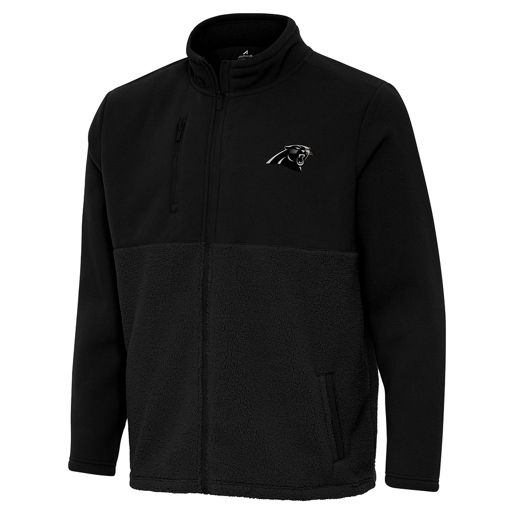Men's Antigua Black Carolina Panthers Daily Fused Full-Zip Jacket