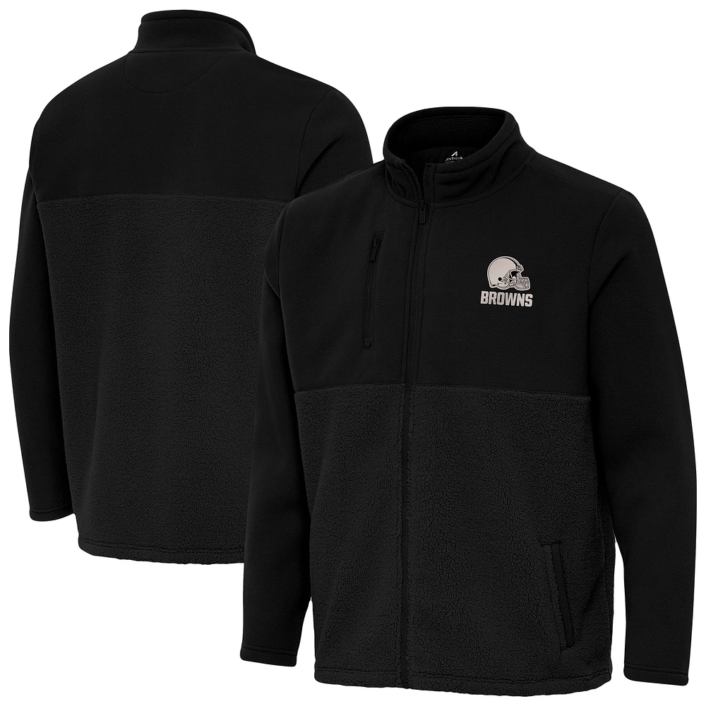 Men's Antigua Black Cleveland Browns Daily Fused Full-Zip Jacket