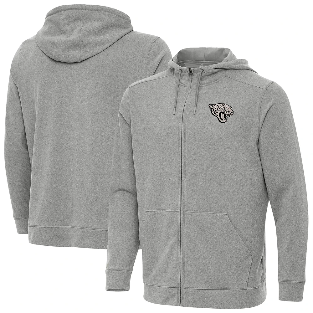 Men's Antigua Heather Jacksonville Jaguars Effortless Full-Zip Hoodie Jacket
