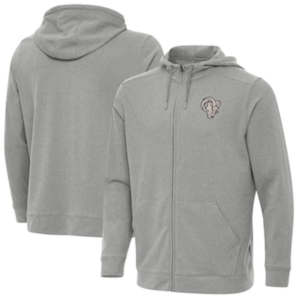 Men's Antigua Heather Los Angeles Rams Effortless Full-Zip Hoodie Jacket